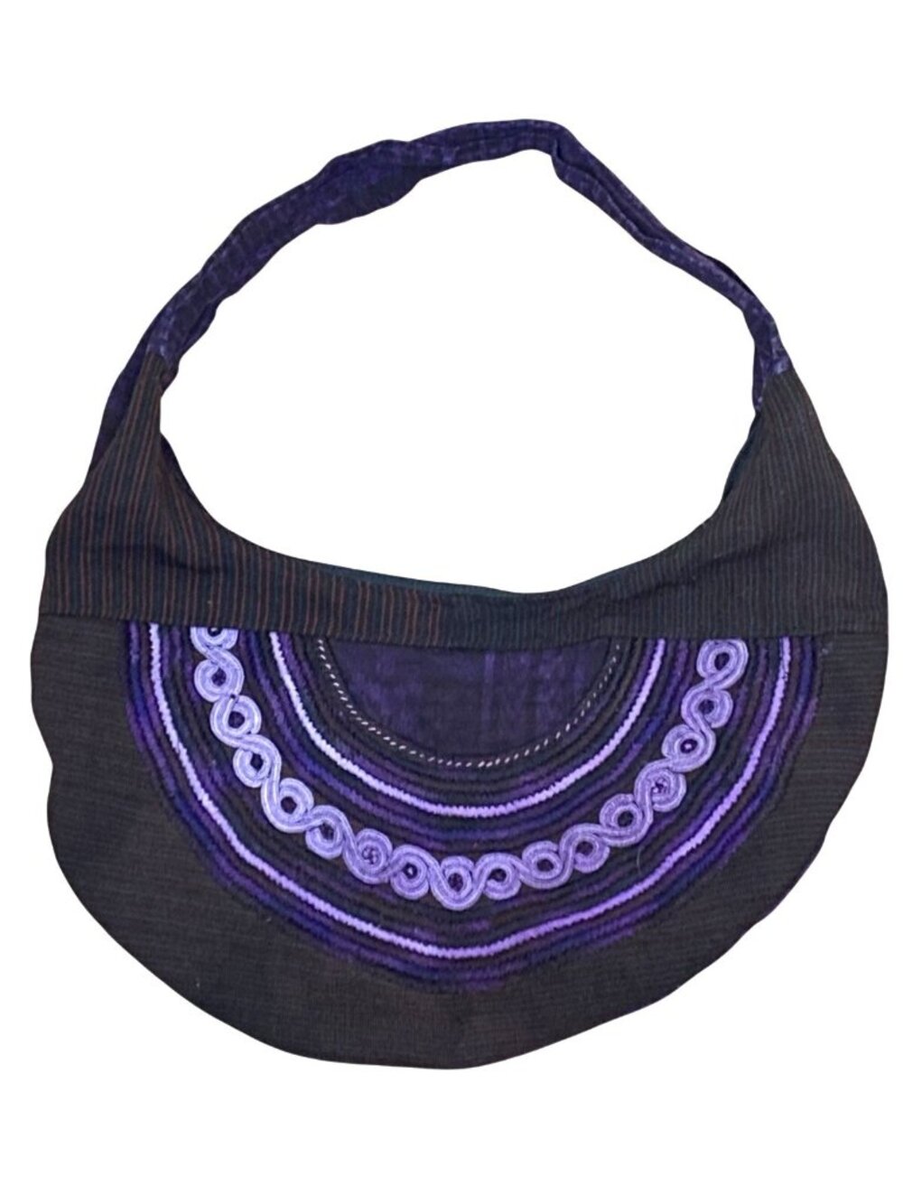 Boho Hippie Purple Patchwork Embroidered Shoulder Bag Purse Artisan Handmade